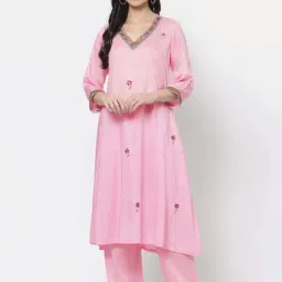 DART STUDIO Pink Embroidered Straight Kurta-43
