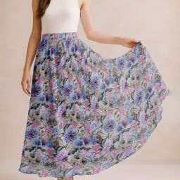 Moomaya Lavender Regular Fit Floral Skirt-picture-39
