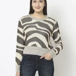 Crimsoune Club Beige & Grey Animal Print Sweater-picture-10