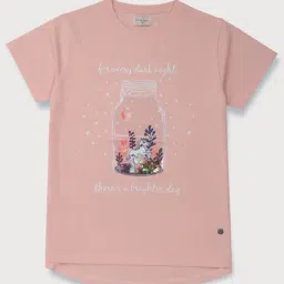 Gini & Jony Kids Peach Applique Top-image-0