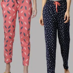 Kryptic Navy & Pink Printed Pure Cotton Elasticated Waist Band Regular Fit Pyjamas - Pack of 2-picture-30