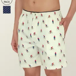 XYXX Blue & White Cotton Relaxed Fit Printed Boxers - Pack Of 2-image-97