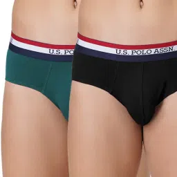 U.S. Polo Assn. Black & Bistro Green Cotton Regular Fit Briefs - Pack Of 2-picture-43