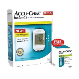 Accu Chek Instant S Blood Glucometer with 10 Test Strip (White) image 1