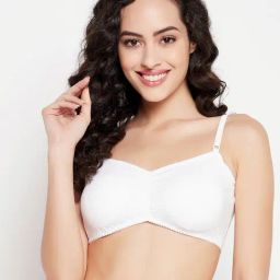 Clovia White Cotton Solid Padded Full Cup Wire Free T-Shirt Bra-picture-32