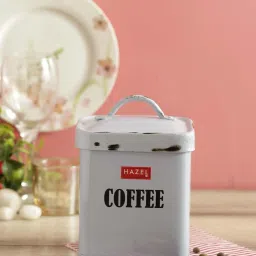 HAZEL Antique Rectangle Coffee Storage Canister Container With Handle, 1150ML, Blue image 1