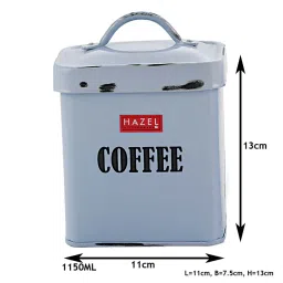 HAZEL Antique Rectangle Coffee Storage Canister Container With Handle, 1150ML, Blue image 4