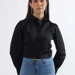 Elle Black Plain Shirt-image-32