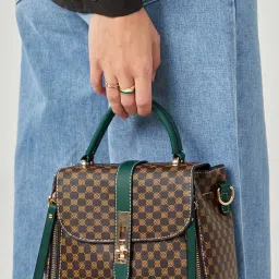 Styli Twist Lock Pattern Print Flap Over Satchel Bag image 3