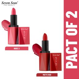 Seven Seas Set of 2 Lip To Lip Matte Lipstick - Rose 2 303 & Matte Red 312-22