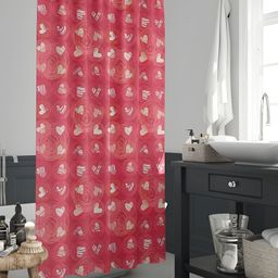 ArtzFolio White & Pink Printed Waterproof Shower Curtain-image-52