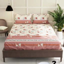Bianca Envogue Floral Beige & Peach 152 TC Fabric Double Bedsheet with 2 Pillow Covers & 2 Pillows-image-4