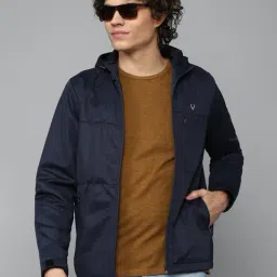 Allen Solly Navy Regular Fit Hooded Jacket-image-10