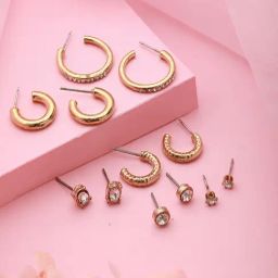 Aatmana Gold-Plated Classic Stud & Hoop Earrings - Set of 6-0