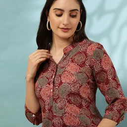 Anouk Floral Print Mandarin Collar Top-image-26