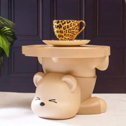Smokey Cocktail Beige Resin Bear Table Sculpture-image-18