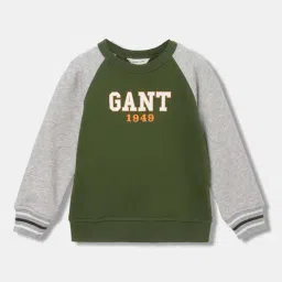 Gant Kids Olive & Grey Printed Full Sleeves Sweatshirt-image-2
