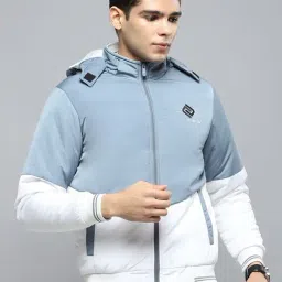 Cloak & Decker by Monte Carlo Blue & White Regular Fit Colour Block Hooded Jacket-picture-13