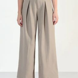 Showoff Beige Relaxed Fit Trousers With Belt-16