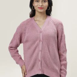 Honey by Pantaloons Pink Self Pattern Cardigan-image-84