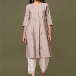Marigold Lane Beige Embroidered A Line Kurta-image-11