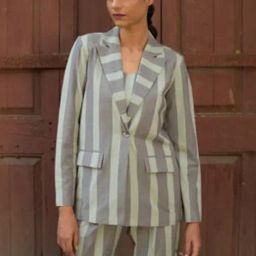 Anushe Pirani Grey Fika Peak Lapel Blazer-picture-23