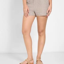 Honey By Pantaloons Brown Cotton Regular Fit Striped Shorts-picture-15