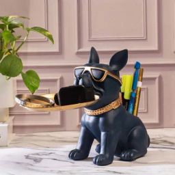 Smokey Cocktail Blue Resin Tiny Dog Organizer Sculpture-image-67