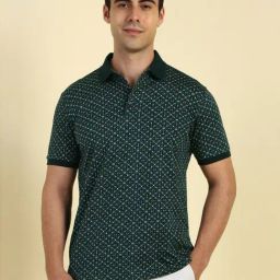 Allen Solly Green Cotton Regular Fit Printed Polo T-Shirt-image-54