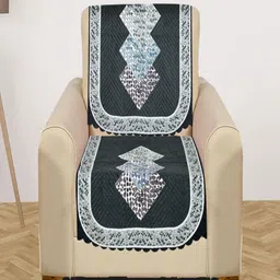 Myntra Elegant Homes Grey & Blue 2 Pieces Printed 1 Seater Velvet Sofa Covers-image-52