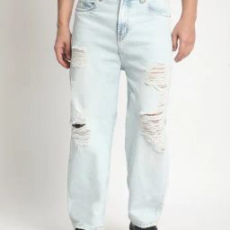 Bene Kleed Blue Cotton Straight Fit Solid Jeans-image-68