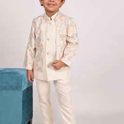 BAESD Embellished & Embroidered Mandarin Collar Sherwani Set-image-76