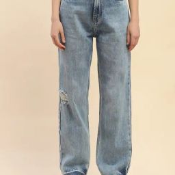 Camla Blue Cotton Distressed Mid Rise Jeans-image-61