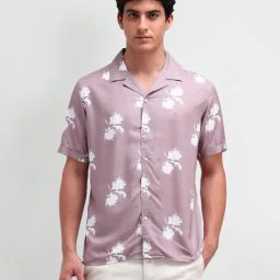 Arrow New York Purple Cotton Slim Fit Printed Shirt-image-17