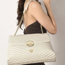 LAVIE Signature Off White Quilted Shoulder Handbag-image-16