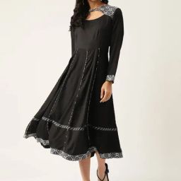 DODO & MOA Black Printed Midi Dress-image-36