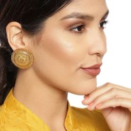 Zaveri Pearls Gold Tone Splendid Gold Look Finely Detailed Stud Earrings-ZPFK9370-0