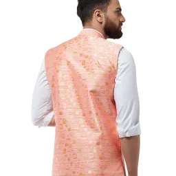Sojanya Peach & Gold Printed Nehru Jacket image 2
