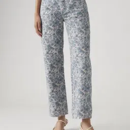 Levi's 501 90 Light Blue Cotton Regular Fit Floral Print Jeans-image-54