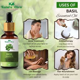 Nature Glow Herbal Set Of 2 Kumkumadi & Basil Essential Oils- 15ml Each image 3