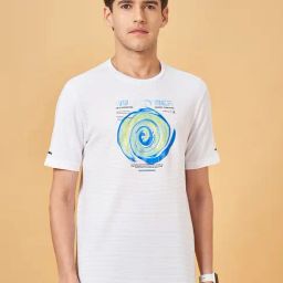 Ajile by Pantaloons Bright White Regular Fit Printed Sports T-Shirt-image-60