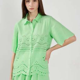 Vero Moda Summer Green Self Pattern Casual Shirt-image-42