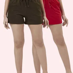 Dreamz by Pantaloons Olive Green Red Cotton Shorts-image-42