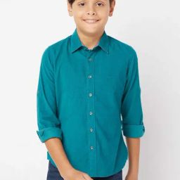 Gas Kids Teal Blue Cotton Regular Fit Full Sleeves Shirt-image-51