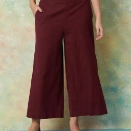 Melange by Lifestyle Maroon Solid Pants-image-36
