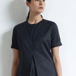 Fablestreet Navy Blue Polyester Striped Top-picture-4