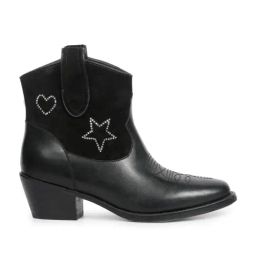 Saint G Serenity Silver Star Embellished Black Leather Ankle Boots-picture-33