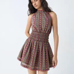 Bombay Paisley by Westside Multicolour Halter-Neck Cotton A-Line Dress-picture-7