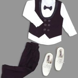 Kids Island Boys Purple Self Full Sleeves Suit Set-image-22