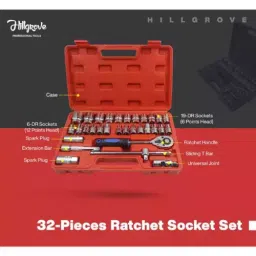 Hillgrove 32 Pcs Heavy 12.7 mm (1/2 Inch) Combination Ratchet Spanner Tool Set with Carry Case, HG0101 image 2